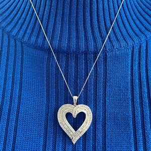 10k White Gold Necklace 1.00 carat total weight the heart pendant is almost 1’